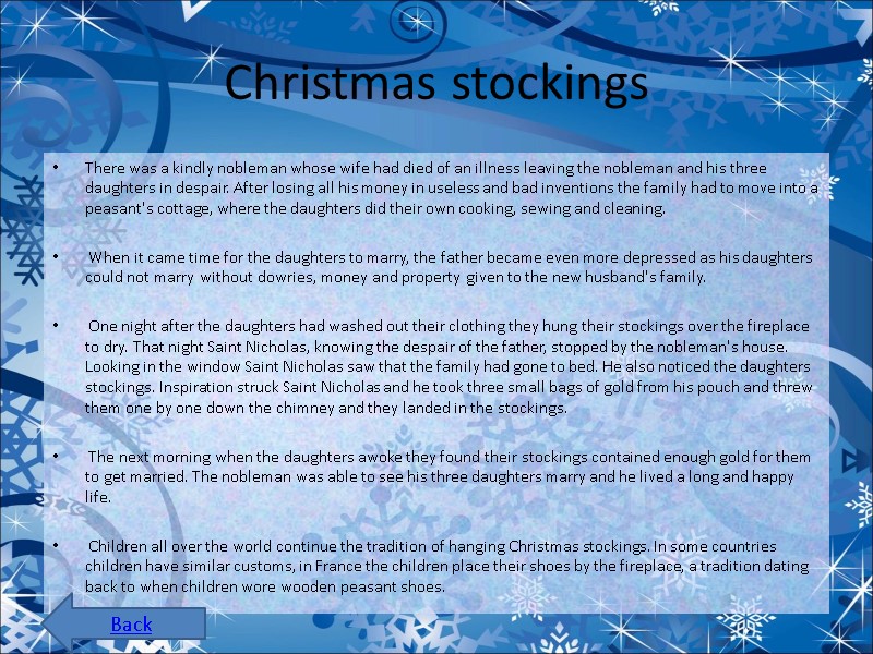Christmas stockings There was a kindly nobleman whose wife had died of an illness Christmas stockings There was a kindly nobleman whose wife had died of an illness
